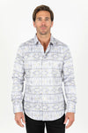 Platini Men Aztec Foiled Shirt White - Broken horn