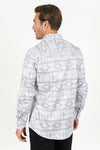 Platini Men Aztec Foiled Shirt White - Broken horn