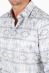 Platini Men Aztec Foiled Shirt White - Broken horn