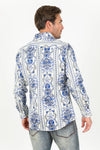 Platini Men Satin Cotton/Spandex Long Sleeve Shirt - Broken horn