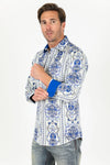 Platini Men Satin Cotton/Spandex Long Sleeve Shirt - Broken horn
