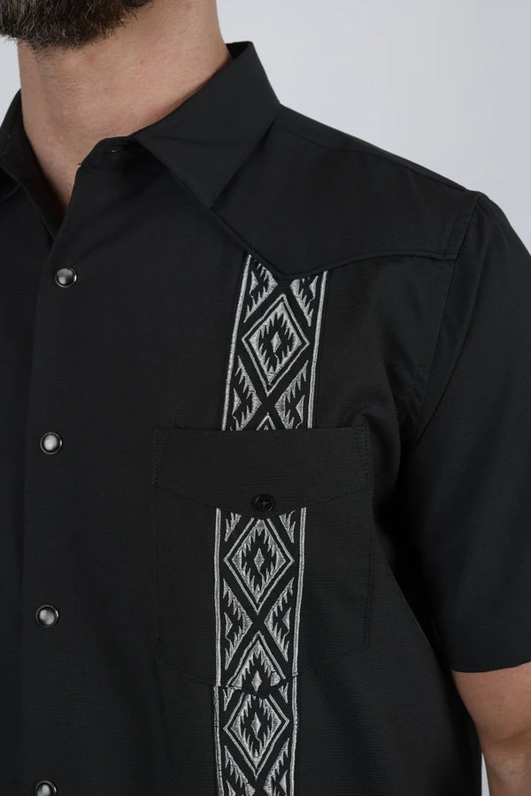 Men's Modern Guayabera Shirt - Charcoal - Broken horn