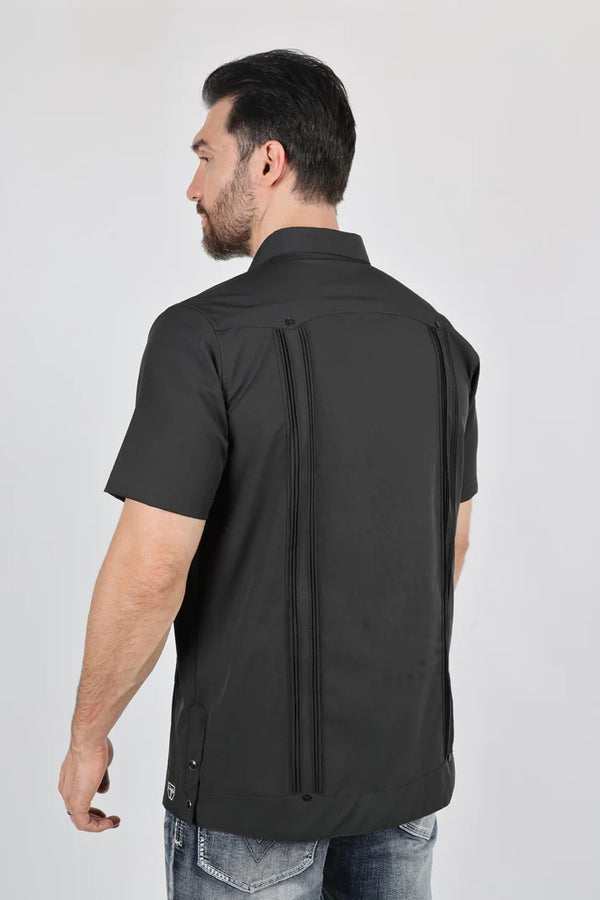 Men's Modern Guayabera Shirt - Charcoal - Broken horn