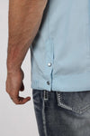 Men's Modern Guayabera Shirt - Light Blue - Broken horn