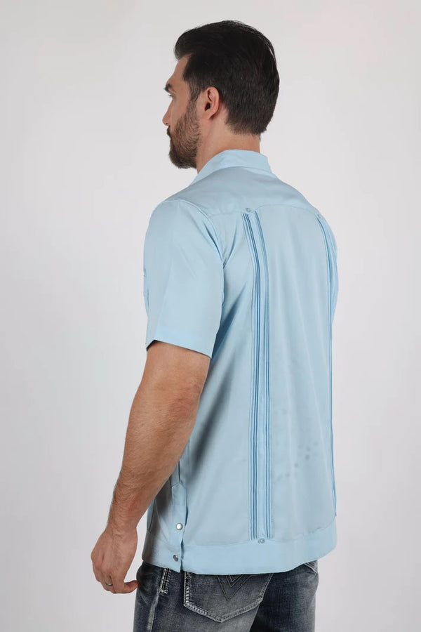 Men's Modern Guayabera Shirt - Light Blue - Broken horn