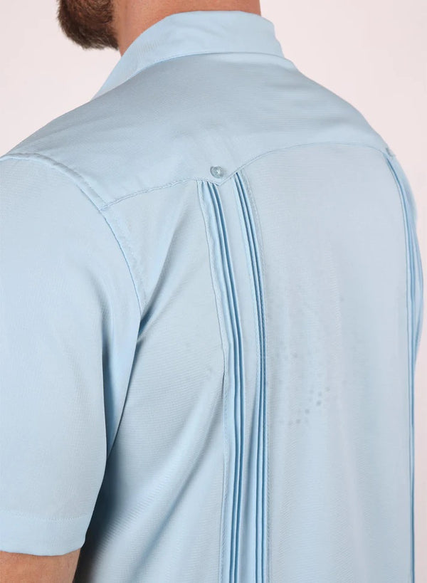 Men's Modern Guayabera Shirt - Light Blue - Broken horn