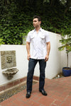 Men's Modern Guayabera Shirt - White - Broken horn