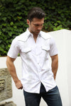 Men's Modern Guayabera Shirt - White - Broken horn