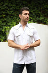 Men's Modern Guayabera Shirt - White - Broken horn
