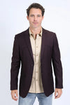 Platini Men's Double Button Western Burgundy Blazer - Broken horn