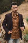Platini Men's Double Button Western Burgundy Blazer - Broken horn