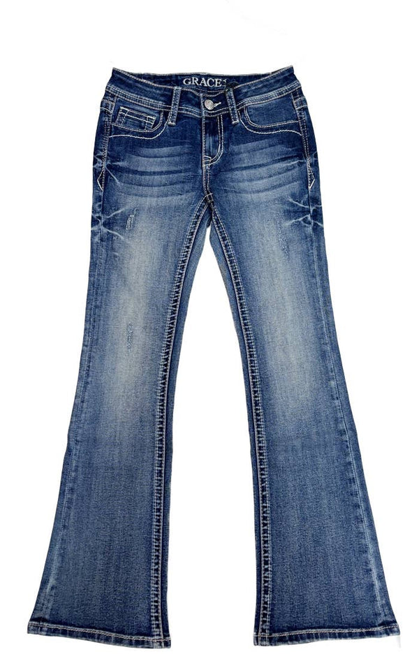 Steer Head Leopard Trims A Little Girl Boot Cut - Broken horn