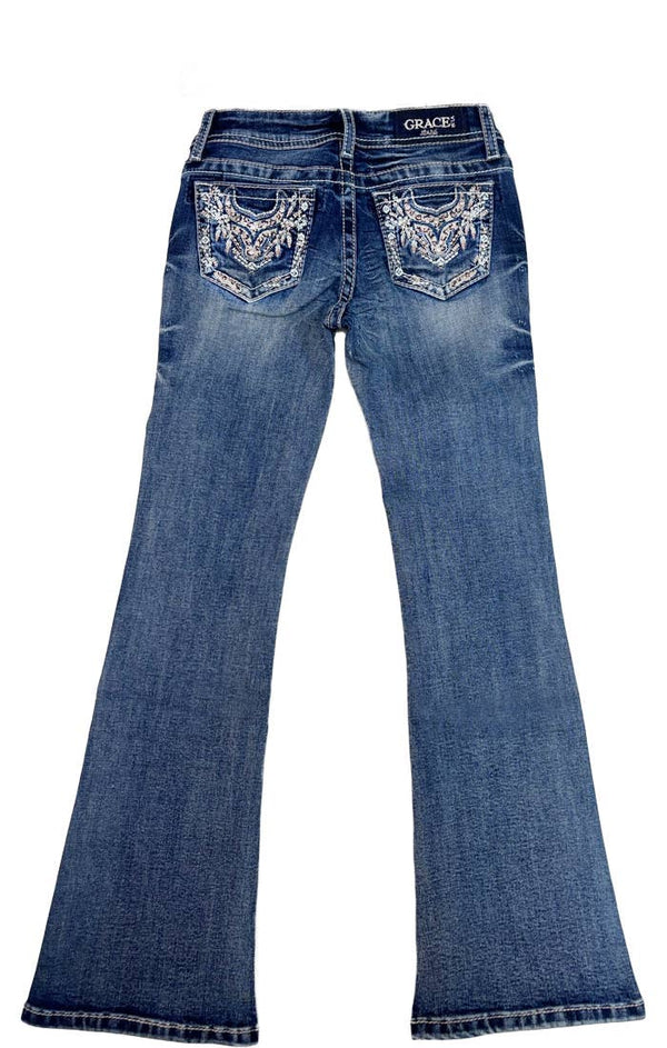 Steer Head Leopard Trims A Little Girl Boot Cut - Broken horn