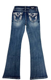 Floral Details Faux Flap Girl Boot Cut - Broken horn