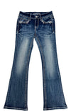 Floral Details Faux Flap Girl Boot Cut - Broken horn