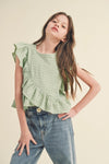 Tween Kids Girls Asymmetrical Sleeveless Top - Broken horn