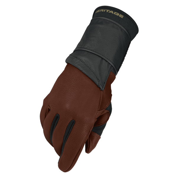 Heritage Pro 8.0 Bull Riding Glove - Brown Left Hand - Broken horn