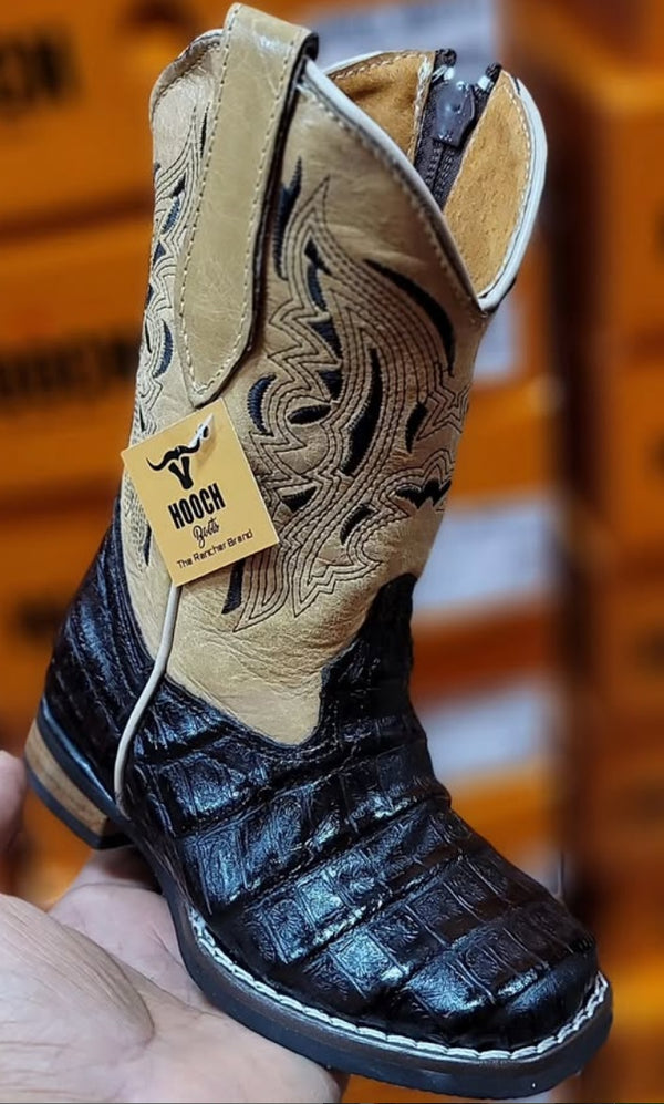 Hooch Kids Caiman Print Boots - Broken horn
