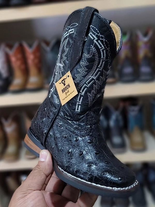 Hooch Kids Boots Ostrich Print - Broken horn