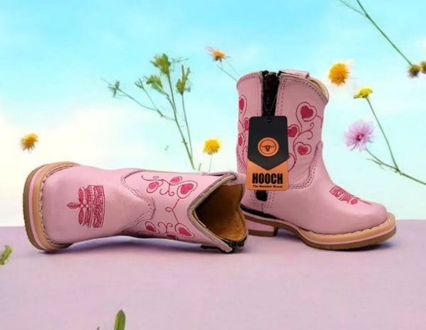 Hooch Pink Square Toe Boot Infant & Toddler - Broken horn