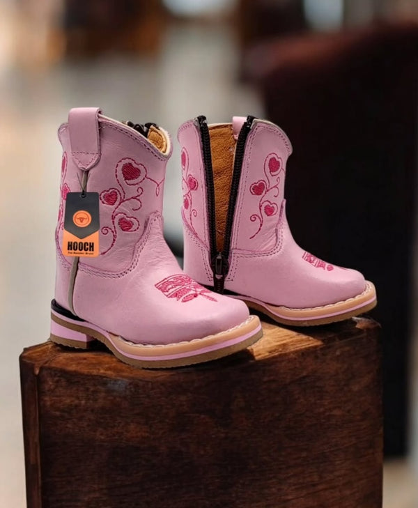 Hooch Pink Square Toe Boot Infant & Toddler - Broken horn