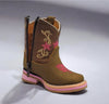 Hooch Baby Boot Flower Square Toe - Cafe - Broken horn
