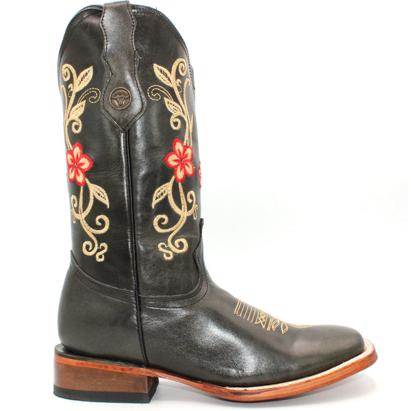 Hooch Women's Square Toe - Roses Boot - Broken horn