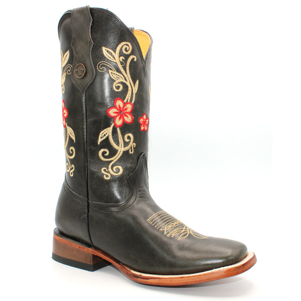 Hooch Women's Square Toe - Roses Boot - Broken horn