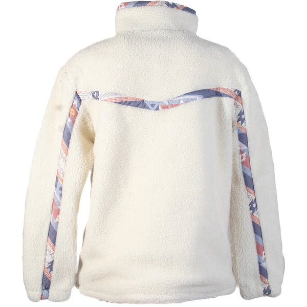 Hooey Youth Ladies Cream Fleece Pullover w/Pink Multi Color Aztec Pattern - Broken horn