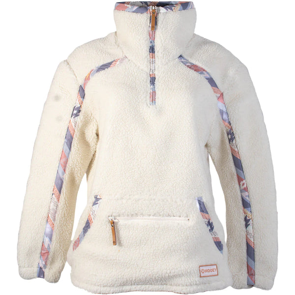 Hooey Youth Ladies Cream Fleece Pullover w/Pink Multi Color Aztec Pattern - Broken horn