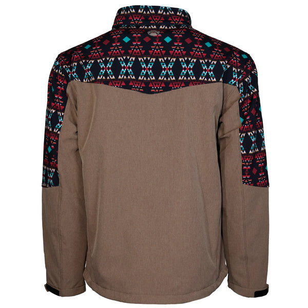 Hooey Youth Softshell Jacket Tan/Aztec - Broken horn
