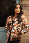 Hooey Quilted Track Jacket Tan/Brown - Broken horn