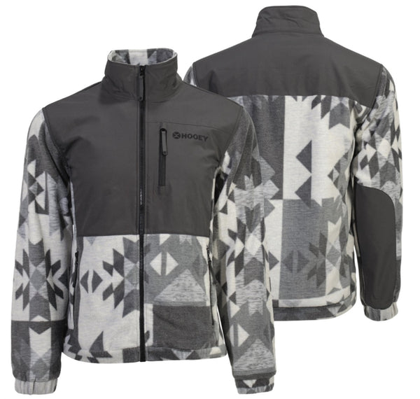 Hooey Youth Jacket Charcoal Full Zip - Charcoal & Grey Aztec Pattern - Broken horn