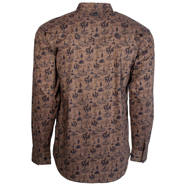 Hooey DOS SOL Pearl Snap Shirt Tan W/Pattern - Broken horn