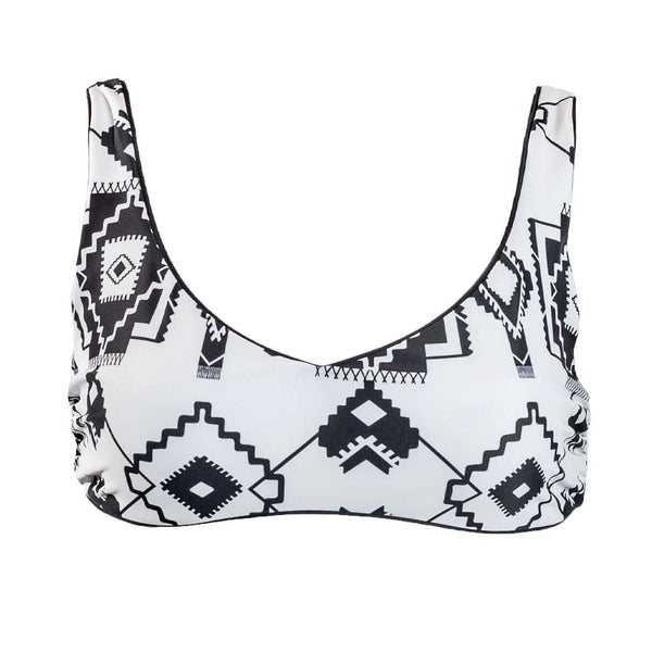 Hooey Black Reversable Swimsuit Top -Black / Reversed Black & White Aztec Pattern - Broken horn