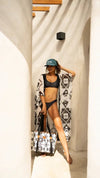Hooey Black Reversable Swimsuit Top -Black / Reversed Black & White Aztec Pattern - Broken horn