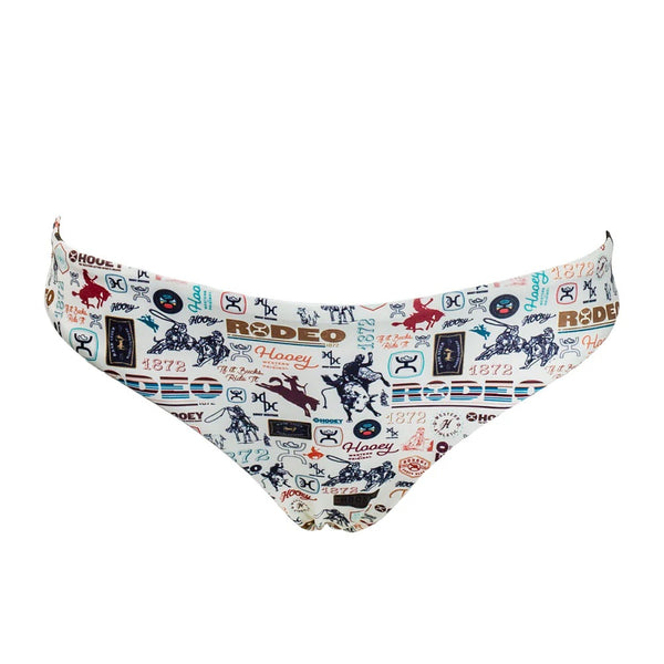 Hooey Logo Reversable Swimsuit Bottom -Brown/Cream Cow Print - Broken horn