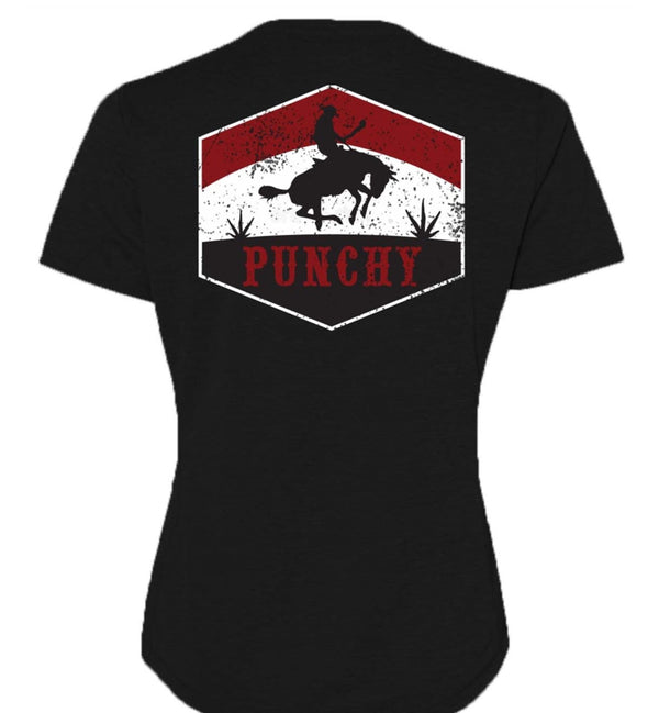 Hooey Ranchero Ladies Black Crew Neck - Broken horn