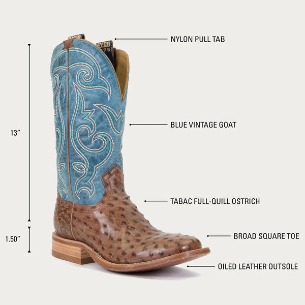 Hyer Jetmore Boot - Tabaco Blue - Broken horn