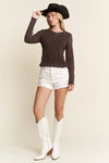 Smocked Front Long Sleeve Top - Broken horn