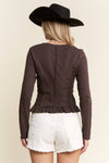 Smocked Front Long Sleeve Top - Broken horn