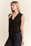 Suede Vest with Lace Trim - Broken horn