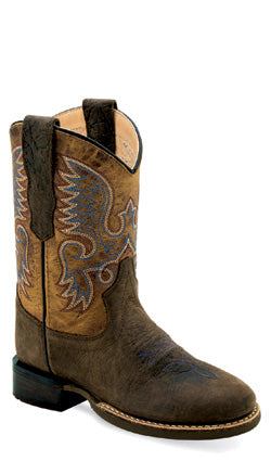 Old West Kids Broad Round Toe Boot - Broken horn