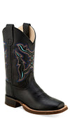 Old West Kids Broad Square Toe - Black - Broken horn