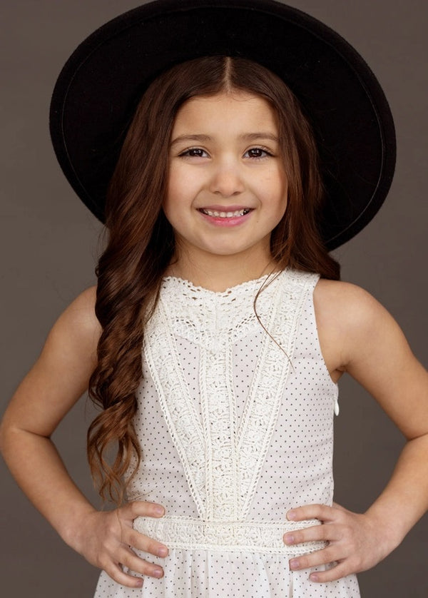 Toddler Jaymee Dress in Cream Pin Dot - Broken horn