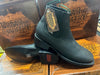 Square Toe Botin-Black Acabado Negro with Black Stitch - Broken horn