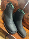 Square Toe Botin-Black Acabado Negro with Black Stitch - Broken horn