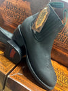 Square Toe Botin-Black Acabado Negro with Black Stitch - Broken horn