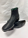 Square Toe Botin-Black Acabado Negro with White Stitch - Broken horn