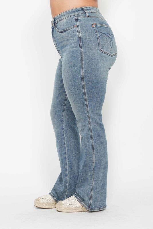 High Waisted Tummy Control Bootcut Jeans - Plus - Broken horn